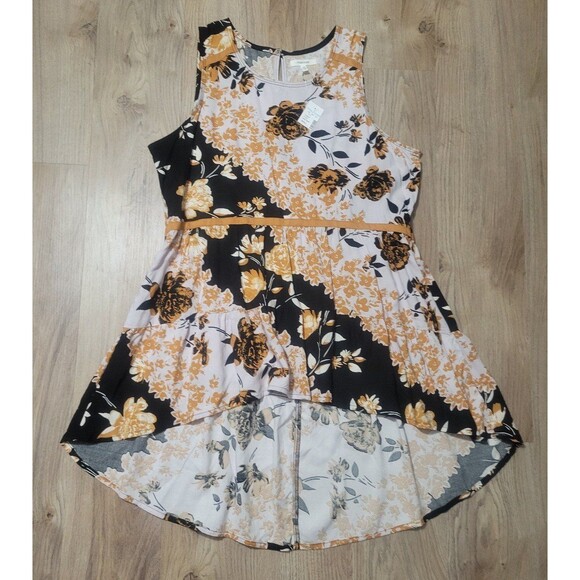 Nwt Maurices Floral Babydoll Tunic Tank Top black orange size small - Picture 1 of 6
